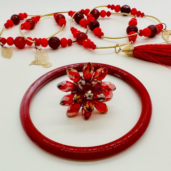 Modern Vintage Red Statement Jewelry Lot - Picture 14 of 17